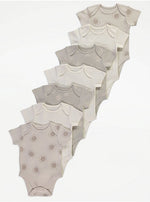 Load image into Gallery viewer, Grey Sunshine Stars Short Sleeve Bodysuits 7 Pack