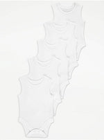 Load image into Gallery viewer, White Sleeveless Bodysuits 5 Pack