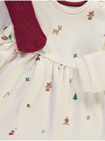 Load image into Gallery viewer, Christmas Cream Sweatshirt Dress and Tights Outfit