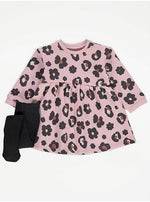 Load image into Gallery viewer, Leopard Print Sweatshirt Dress and Tights Outfit