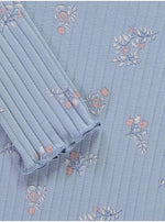 Load image into Gallery viewer, Blue Floral Ribbed Long Sleeve Top and Leggings Set