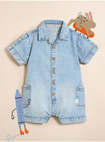Load image into Gallery viewer, Little Angels Light Wash Denim Shirt Playsuit
