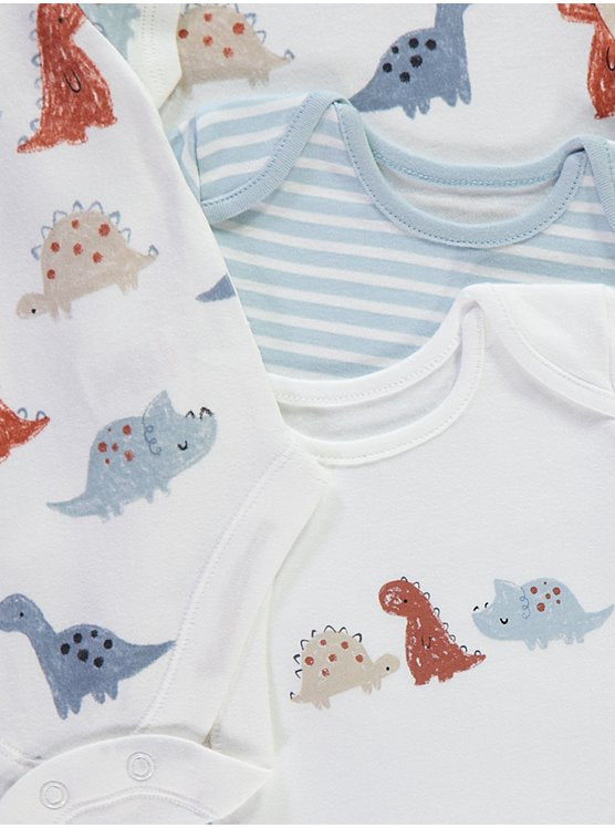 Dinosaur Stripe Short Sleeve Bodysuits 10 Pack