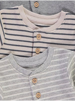 Load image into Gallery viewer, Grey Ribbed Henley Bodysuits 4 Pack

