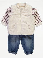 Load image into Gallery viewer, Stripe Sweatshirt Gilet and Denim Joggers Outfit
