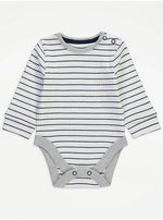 Load image into Gallery viewer, Navy Stripe Bodysuit and Dungarees Outfit
