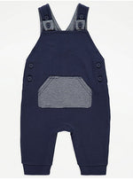 Load image into Gallery viewer, Navy Stripe Bodysuit and Dungarees Outfit
