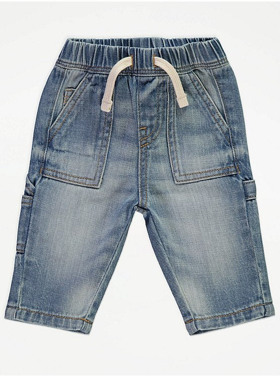 Faded Mid Wash Carpenter Jeans