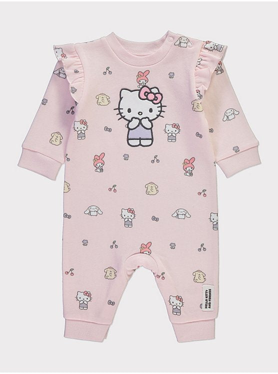 Hello Kitty Pink Frill Shoulder Footless All In One