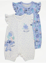 Load image into Gallery viewer, Disney Stitch Character Frill Trim Rompers 2 Pack
