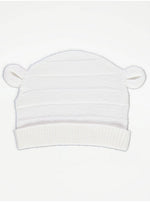 Load image into Gallery viewer, White Striped Knitted All In One and Hat Outfit
