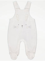 Load image into Gallery viewer, White Bunny Dungarees and Spotty Bodysuit Outfit
