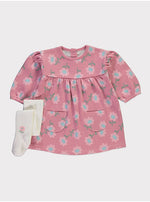 Load image into Gallery viewer, Pink Floral Sweatshirt Dress and Tights
