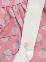 Load image into Gallery viewer, Pink Floral Sweatshirt Dress and Tights
