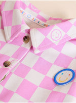 Load image into Gallery viewer, Little Angels Pink Checkerboard Peplum Dress
