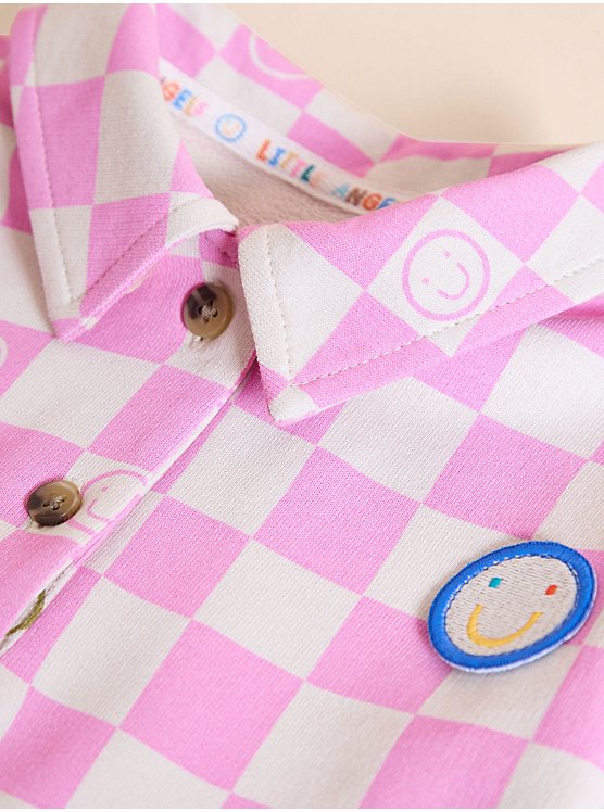 Little Angels Pink Checkerboard Peplum Dress