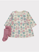 Load image into Gallery viewer, Cream Floral Sweatshirt Dress and Tights Outfit
S$23
