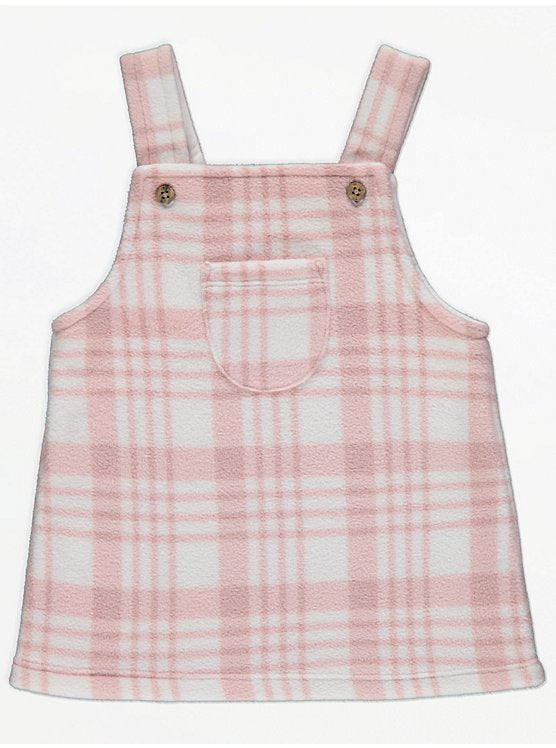 Pink Check Pinafore Dress Bodysuit and Tights