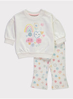 Load image into Gallery viewer, Cream Rainbow Sweatshirt and Flared Trousers Outfit
