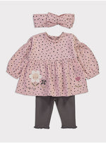 Load image into Gallery viewer, Pink Long Sleeve Top Leggings and Headband Outfit please
